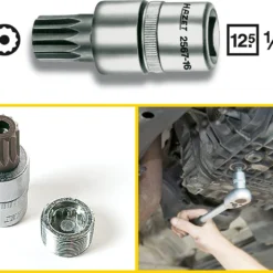 HAZET Öldienst Schraubendreher Steckschlüssel 12,5mm 1/2 Zoll Innen Vielzahn XZN Mit Zapfen 2567-16