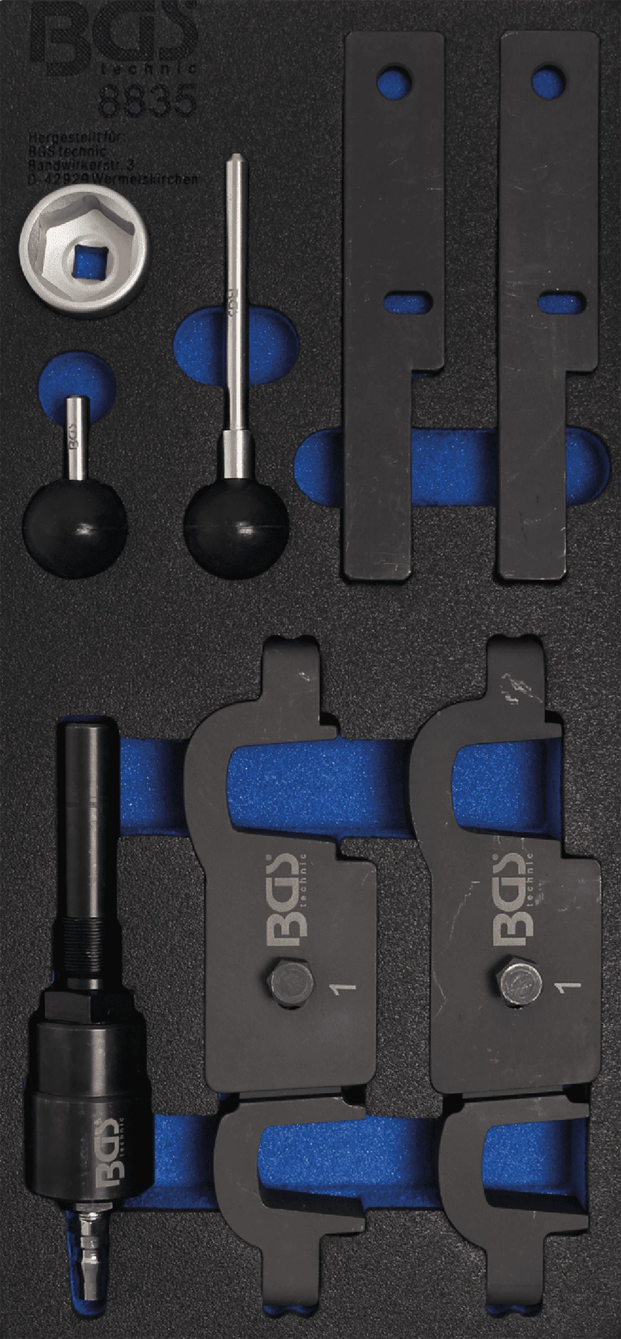 BGS Werkstattwageneinlage 1/3: Motoreinstellwerkzeuge | Für Porsche Panamera, Cayenne V8 | 8-tlg. – 8835 3 BGS Werkstattwageneinlage 1/3: Motoreinstellwerkzeuge | Für Porsche Panamera, Cayenne V8 | 8-tlg. – 8835